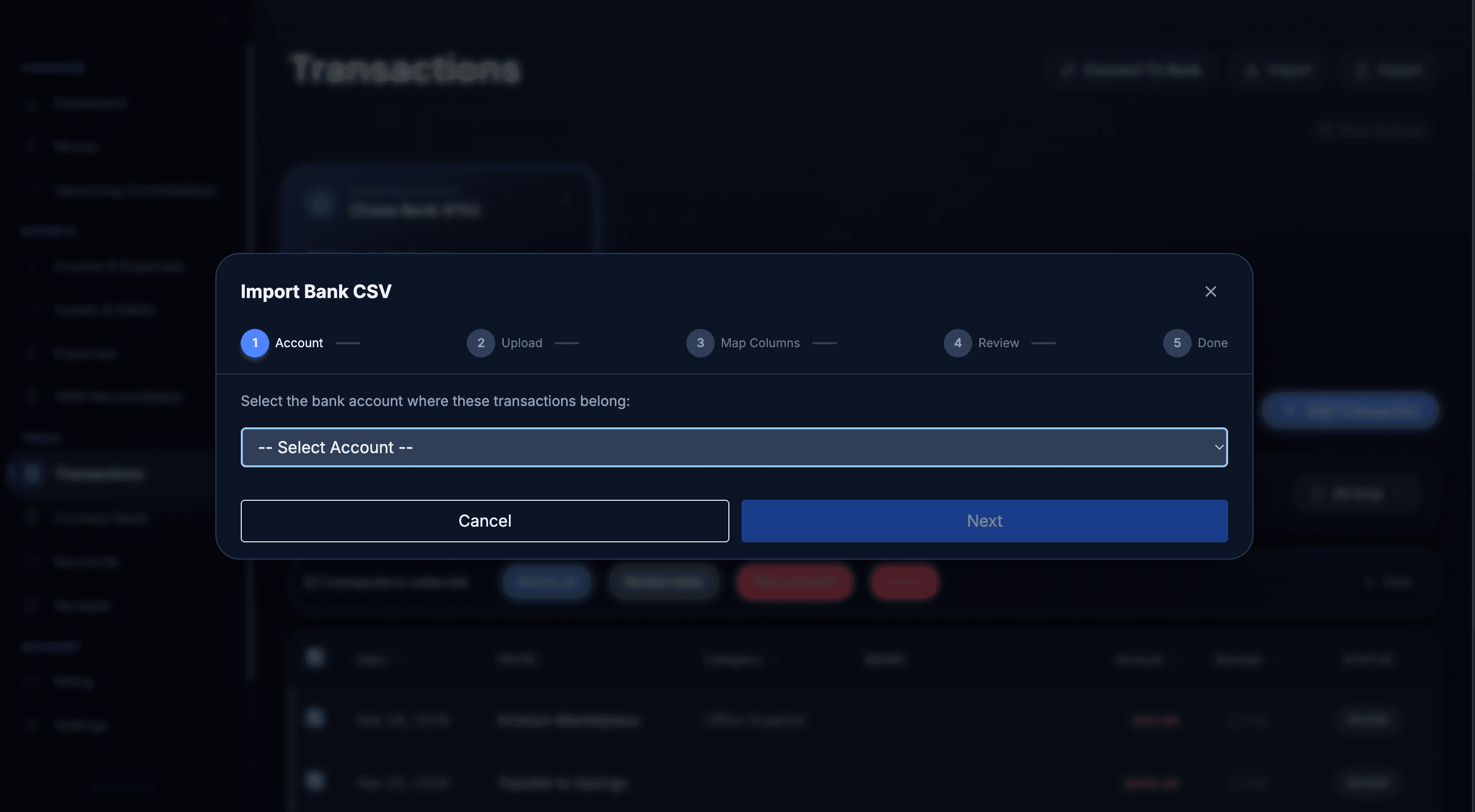 Import Bank CSV wizard in Kapytl